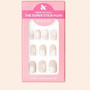 Olive and June Daisy Pop Super Stick Mani Press-On Nails Oval Medium 32ct NEW